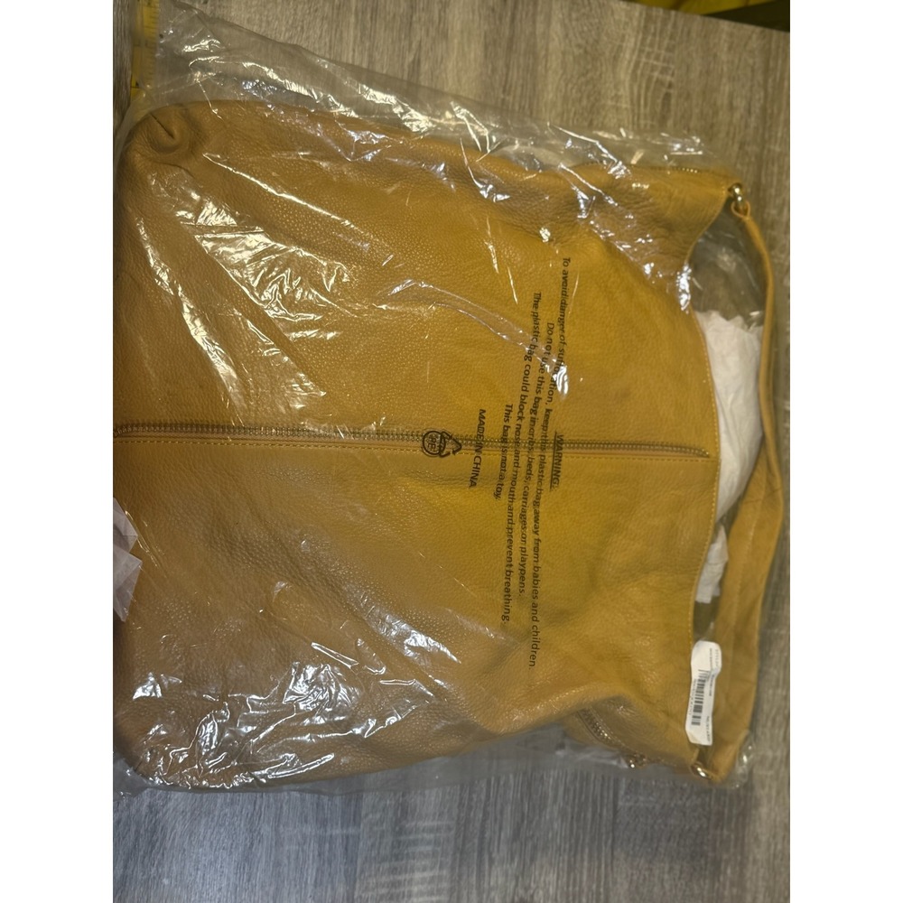 Kelsi Dagger Mustard Yellow Pebbled Leather Hobo Bag Shoulder Bag NWT